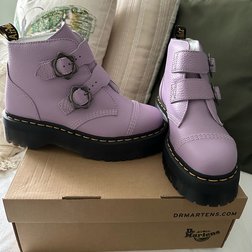Brand new Dr. Martens Devon lilac platform boots.